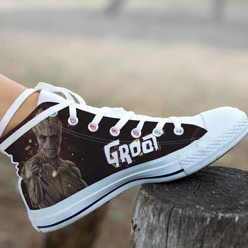 

Groot Hightop, Rocket Custom Hightop, Mens Womens Designer Leisure Sneakers Men Casual Canvas Shoes