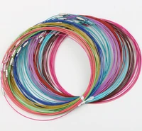 new 100pcs mixed multi color stainless steel wire cord necklaces chains jewelry 18 longth jewelry diy