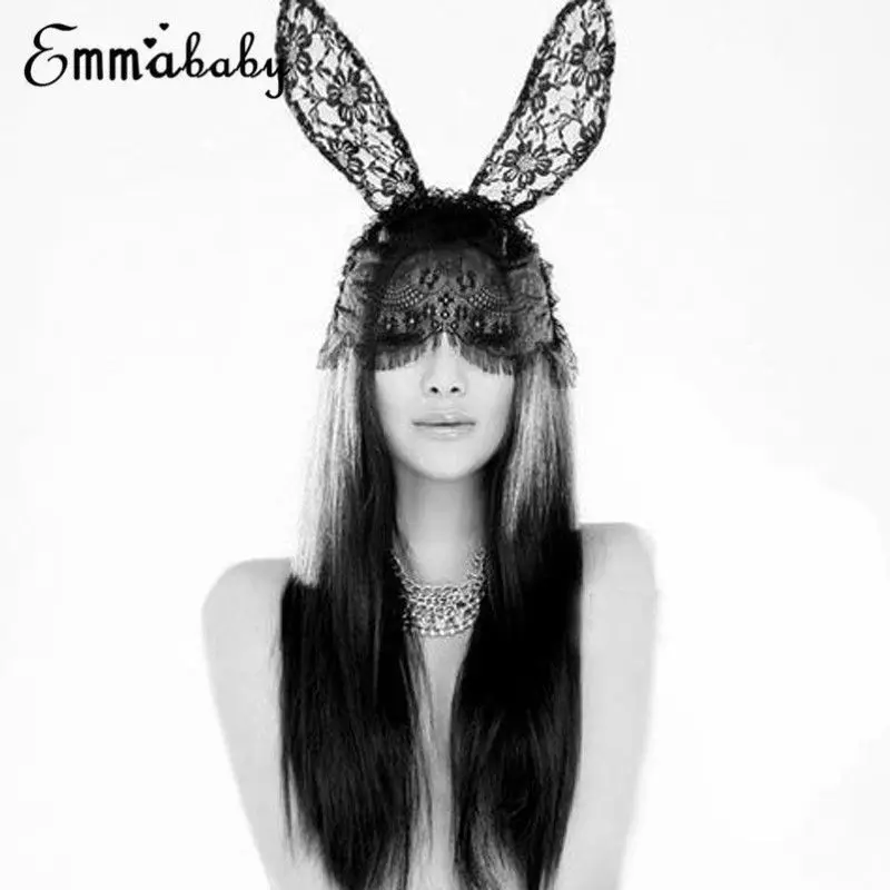 Черный сексуальный женский костюм на Хэллоуин для вечерние с кроличьими ушками