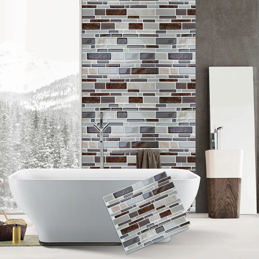

Aovaa Self Adhesive 3D Mosaic Walls Tiles Kitchen Marble for Indoor Decorative