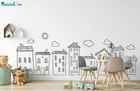Настенная Наклейка с изображением города для детей, игровой комнаты, школы, библиотеки, Декор, маленькие милые здания, милые детские виниловые наклейки YT5782