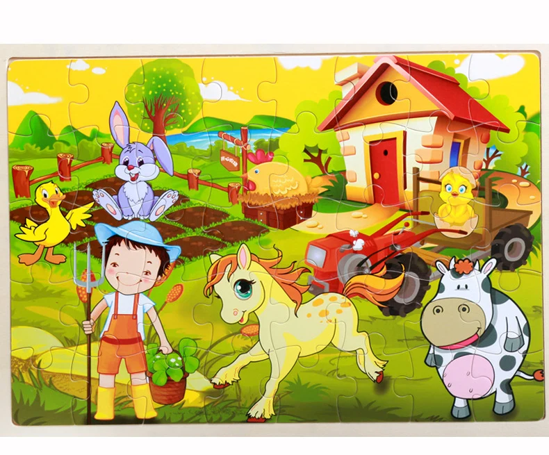 40 штук деревянная головоломка для детей, настольная игрушка, забавный мультяшный пазл с животными для мальчиков и девочек, детские развивающие обучающие игрушки для детей, подарок