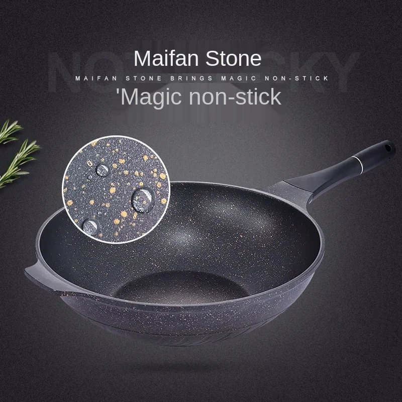 

Medical Stone Wok Export Not Easy to Stick Household Wok Gas Pot for Induction Cooker Household Non-Stick Pan 32cm