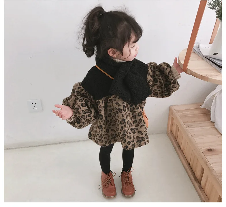 Платье для девочек Двуслойное бархатное платье с леопардовым принтом куклы