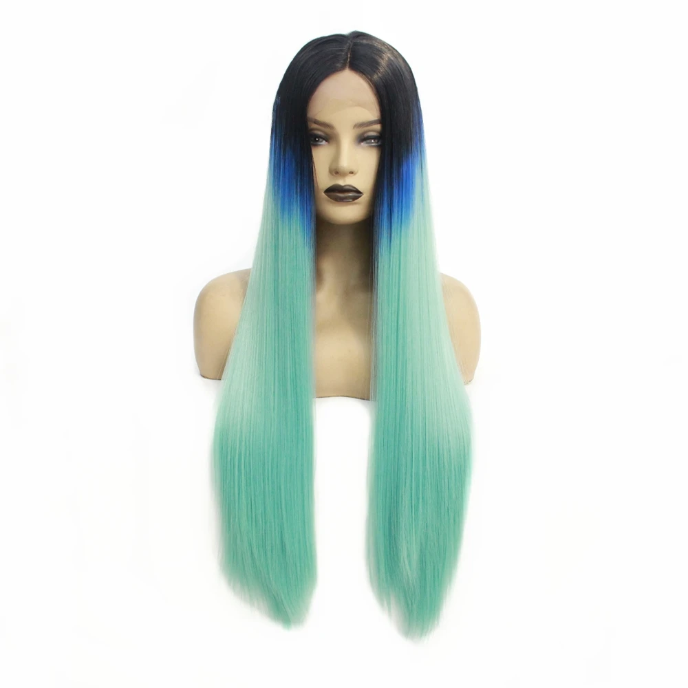 Модный красный черный парик корней длинные прямые эффектом деграде (переход от