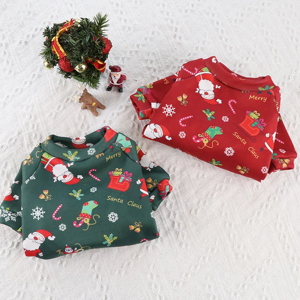 Warm Dog Clothes Christmas Print Puppy Jacket Winter Pet Outfits Supplies Sweater Small Dogs | Дом и сад