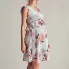 Одежда для беременных женщин с цветочным принтом летающий рукав платье для беременных с V-образным вырезом платье для кормления грудью одежда для беременных Vestidos