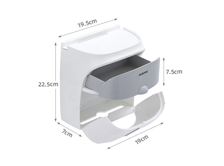 

Waterproof Roll Paper Tube Storage Box Toilet Paper Holder Wall Mounted Tissue Box Toilet Paper Tray