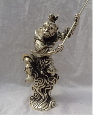 --- 323 + 10 &quotКитайский серебряный буддийский Sun WuKong Король обезьян золотая статуя