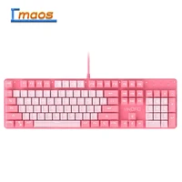 pink girl mechanical keyboard blue switch white backlight 104 round key wired gaming keyboard for laptop pc gamer