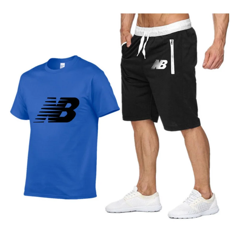 

Men's Fashion Summer Leisure Suit Printed T-shirt + Shorts 2 Pieces Cotton Undershirt Daily Outdoor Sports Jogging Fitness Beach