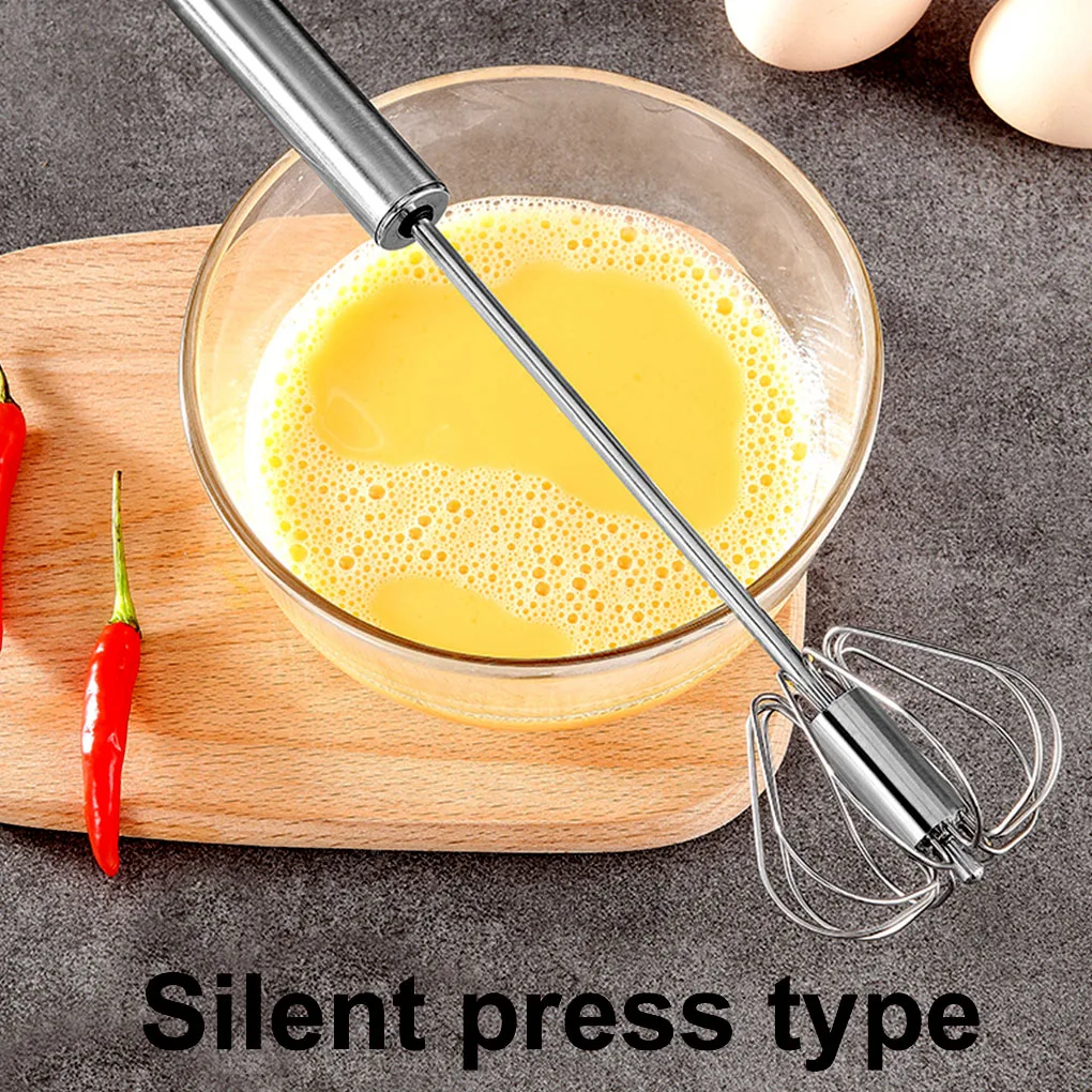

Manual Egg Whisk Stainless Steel Semi-automatic Press Rotary Beater Milk Frother Handheld Cream Stirrer Mixer Kitchen Tools