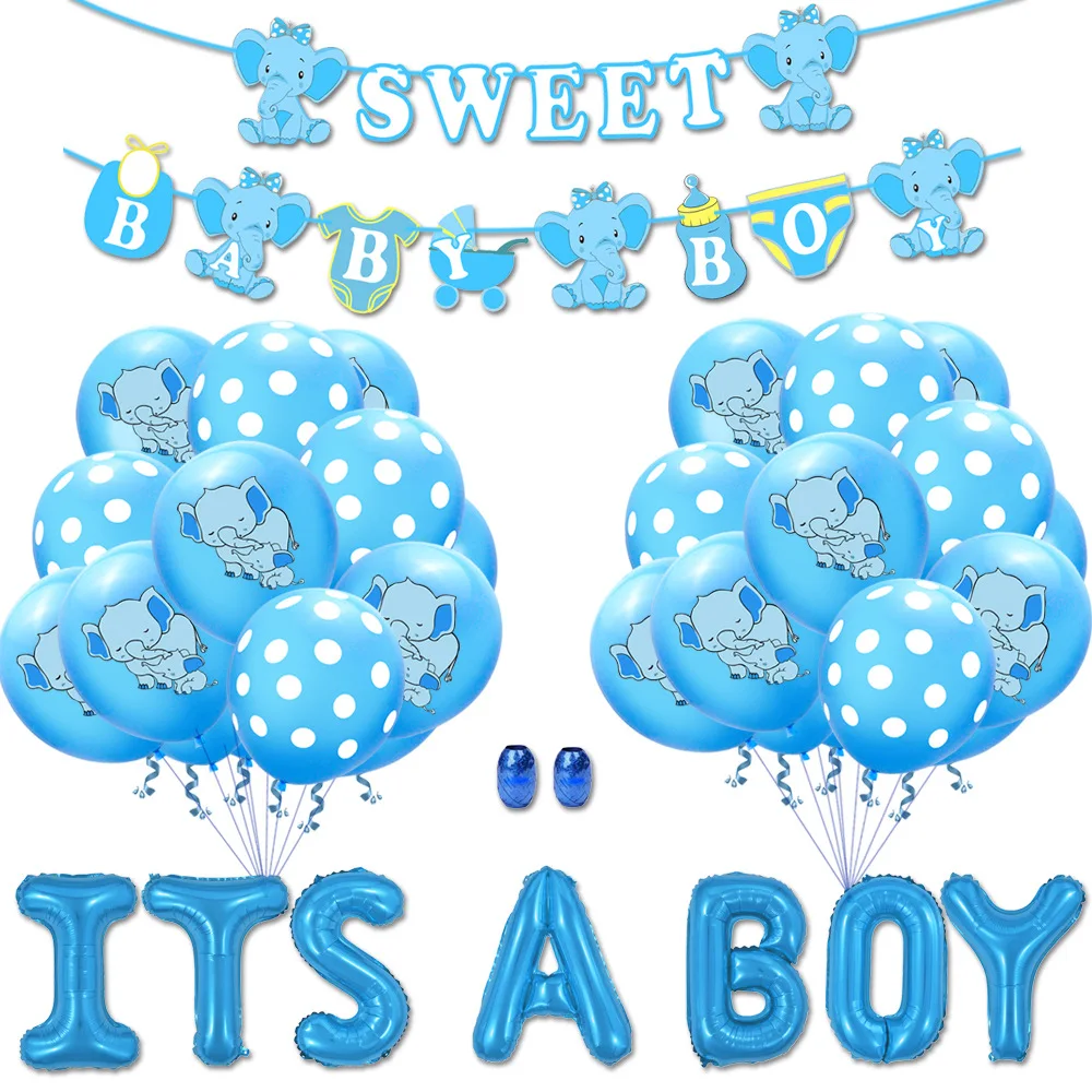 

Elephant Theme Gender Reveal Party Decoration Baby Bottle Banner It's A Girl It's A Boy Foil Balloon for Boy Girl Baby Shower