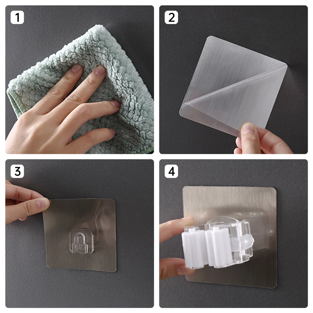 

Adhesive Multi-Purpose Hooks Wall Mounted Mop Organizer Holder RackBrush Broom Hanger Hook Kitchen bathroom Strong Hooks