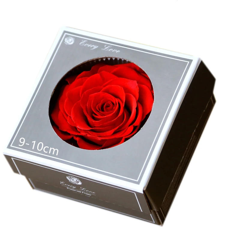 

1 PCS High Quality Preserved Flowers Flower Immortal Rose 9CM diameter mothers day gift Eternal Life Flower Material gift box