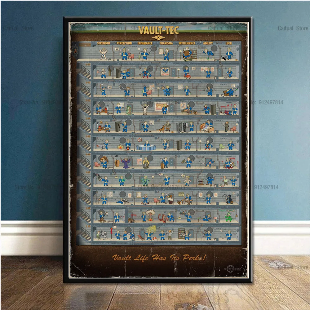 C225 Классическая видеоигра Fallout 4 искусственное дерево HD фотография на холсте