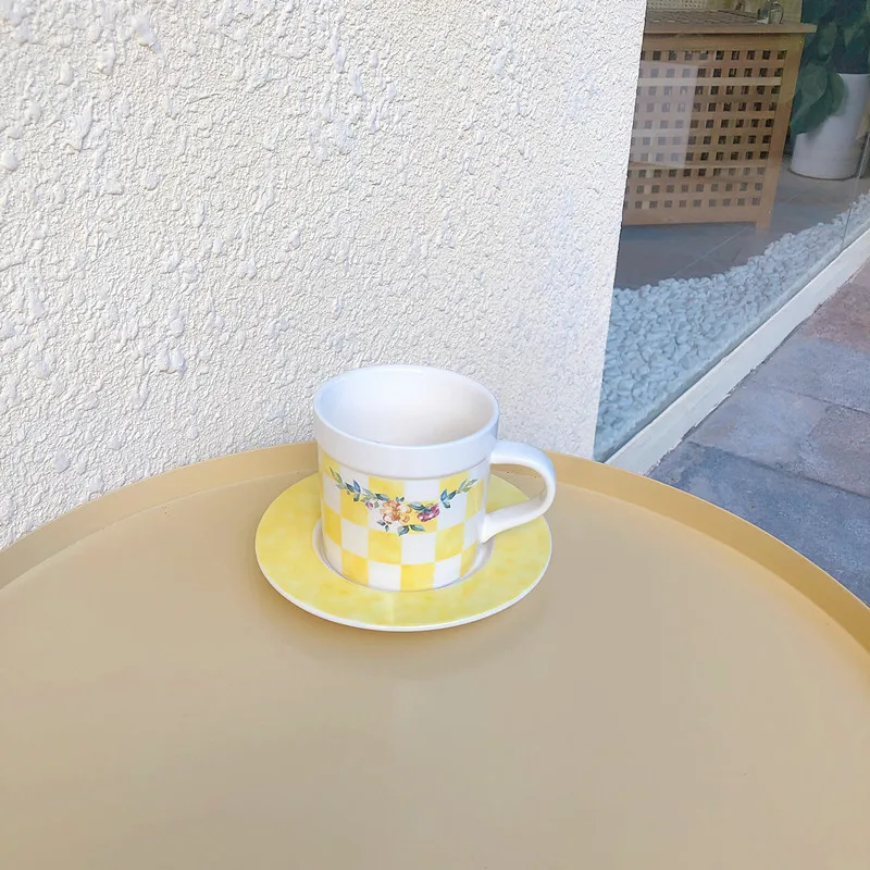 

Cups Tazas Coffee Cup Yellow Plaid Mug Coffee Cup Tea Tetera Teapot Afternoon Tea Cups And Saucer Set кѬђжка اشا اصا ай