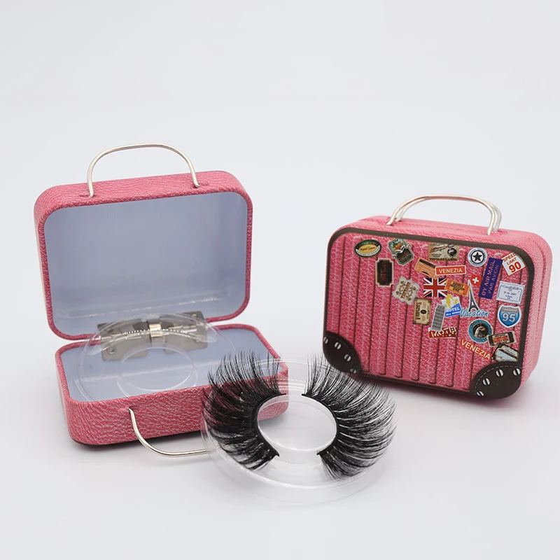 

Suitcase False Eyelashes Packaging Box Lash Boxes Customized Fake 3d Mink Lashes Luggage Case Empty Makeup Eyelash Packing
