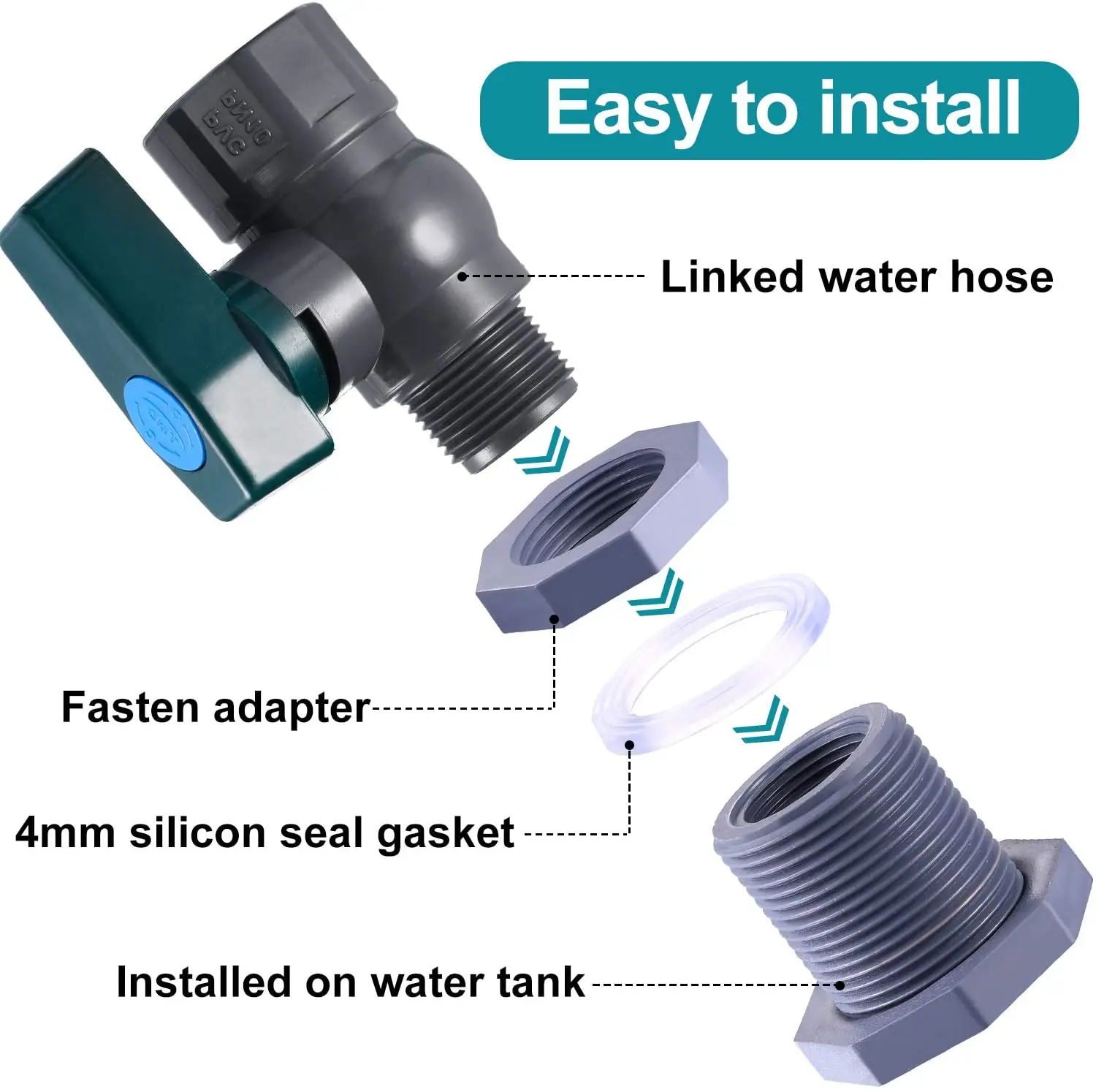 SCB PVC Spigot Rain Barre Faucet Kit 3/4 Inch Barrel Valve with Bulkhead Fitting Adapter for Water Tanks Aquariums Pools |