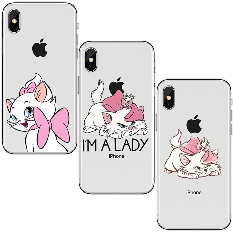 Мультяшный аристократ Marie Cats кошка из мягкого силикона ТПУ чехол для Apple iPhone 8 6S Plus