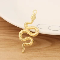 10 pieces gold tone 3d snake serpent charms pendants for necklace diy jewellery making accessories 43x17mm