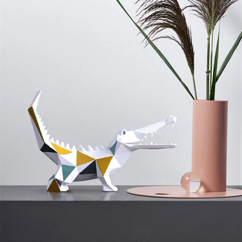

Abstract Crocodile Figurines Miniature Resin Statue Geometric Furnishing Home Decor Modern Christmas Gift Twisty Pet