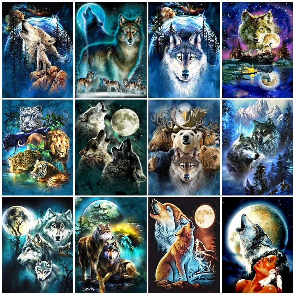 

AZQSD Diamond Painting Full Square Wolf 5d Diy Diamond Embroidery Animal Picture Of Rhinestones Gift Home Decor Handmade