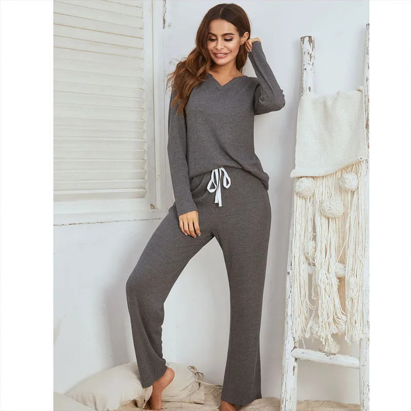 

New women's long-sleeved household clothing set long-sleeved trousers V-neck