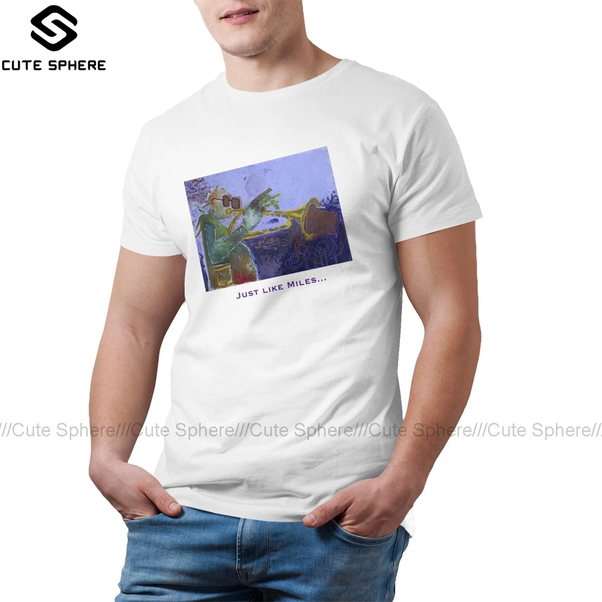 

Miles Davis T Shirt Just Like Miles T-Shirt Short Sleeves Graphic Tee Shirt 100 Cotton Funny Fashion Tshirt