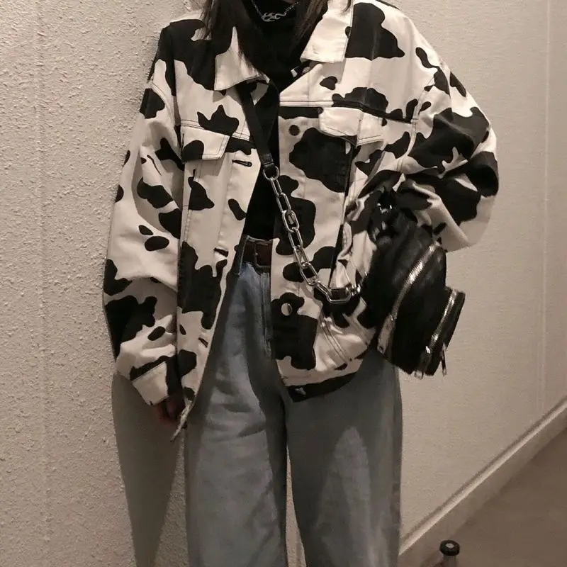 

2021 Coat Popular Cow Print Lamb Wool Cotton Jacket Female Winter Korean Version Loose Plus Velvet Thick Retro Jacket Bf Tide