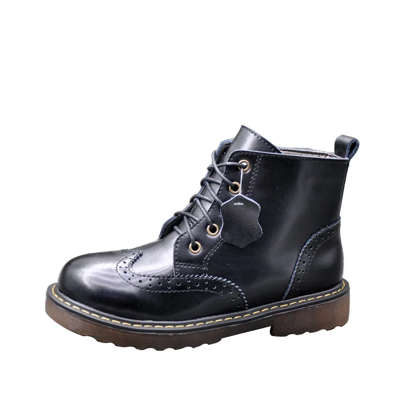 

2020 new retro ins Martin boots women broch short boots short tube flat boots cowhide lace-up carved women's boots