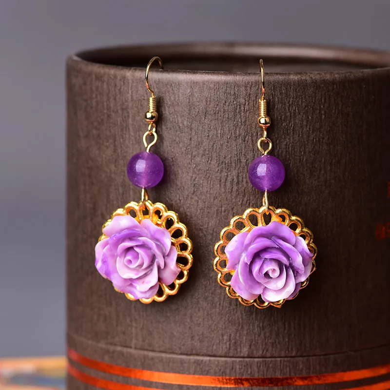 Модная одежда в китайском этническом стиле Стиль Ретро ювелирные изделия Серьга