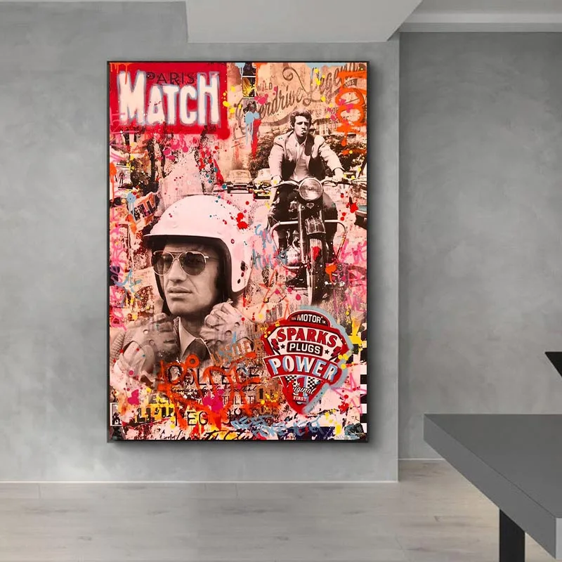 

Figure painting Paul Canvas Paintings On the Wall Art Posters And Prints Motorcycle race Art Pictures Home Decoration