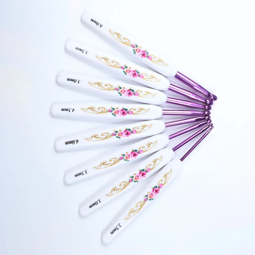 

8Pack ABS White Handle Aluminum Alloy Knitting Loom Crochet Hook Set Crochet Accesorios Weaving Loom