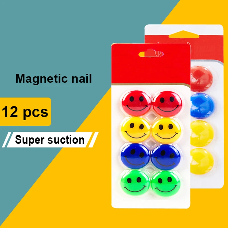 

12 Pieces Of Colorful Toy Magnet Refrigerator Round Magnetic Clasp Office Home Magnetic Nail Teaching Children 3cm Magnet Gift