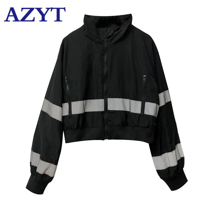 Светоотражающая Свободная куртка карго на молнии весна 2020 уличная одежда в стиле