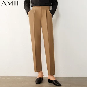 Брюки женские плиссированные прямые до щиколотки, весна-осень, 12030407