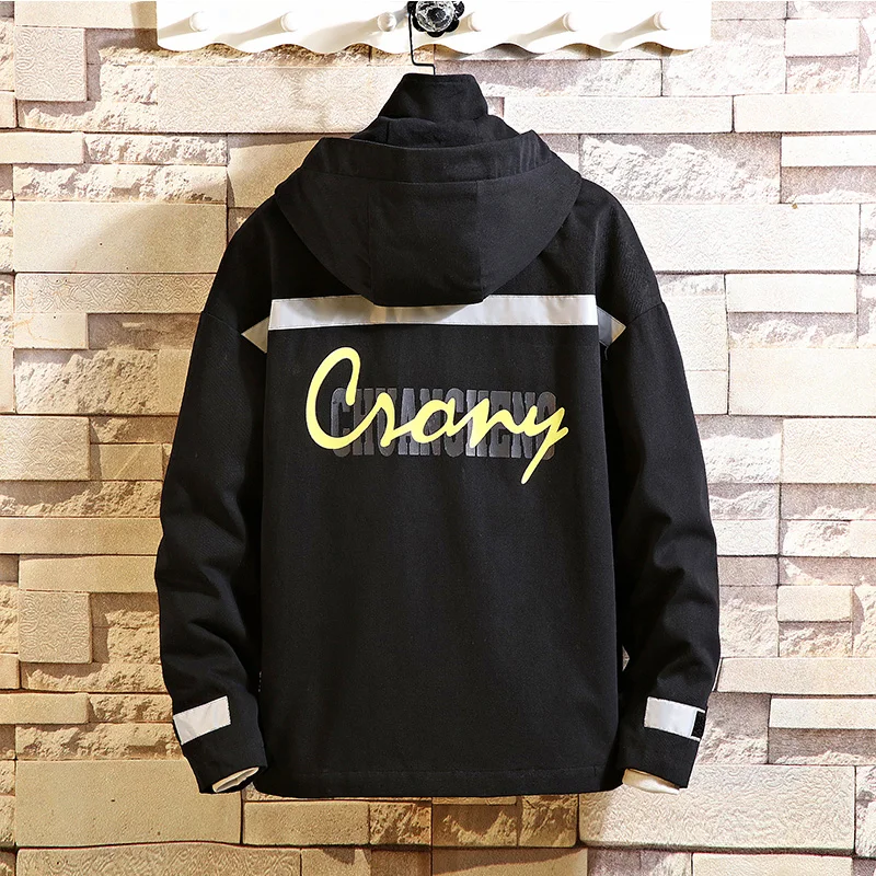 

Nice Spring Autumn Jacket Men Street Jacket Loose Hooded Man Coats And Jackets Japanese Bomber Outwear