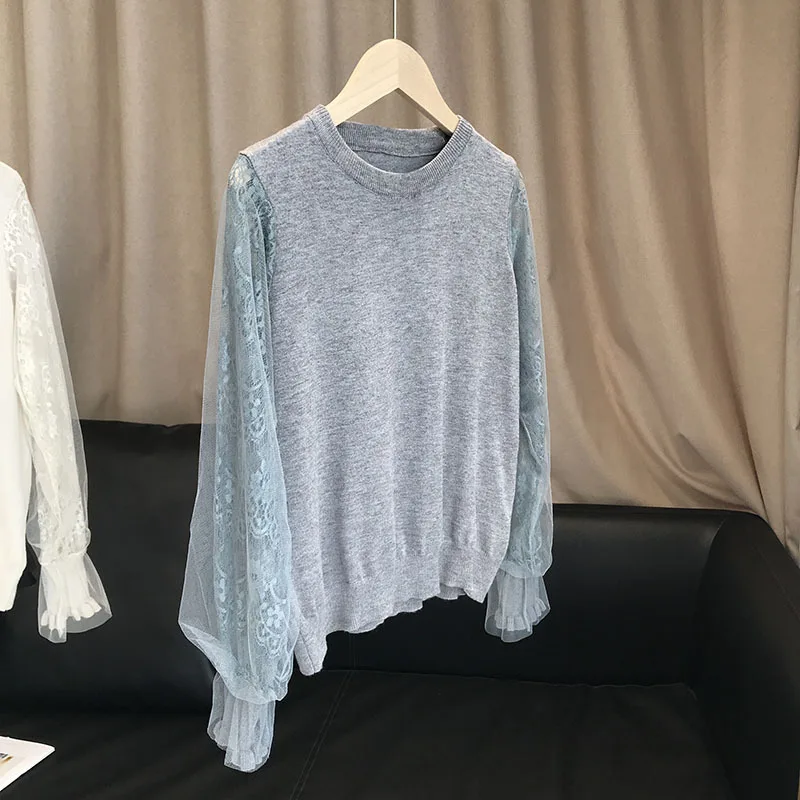 

Temperament Stitching Sleeve Comfortable Gentle Knitwear Women's 2020 Fall New