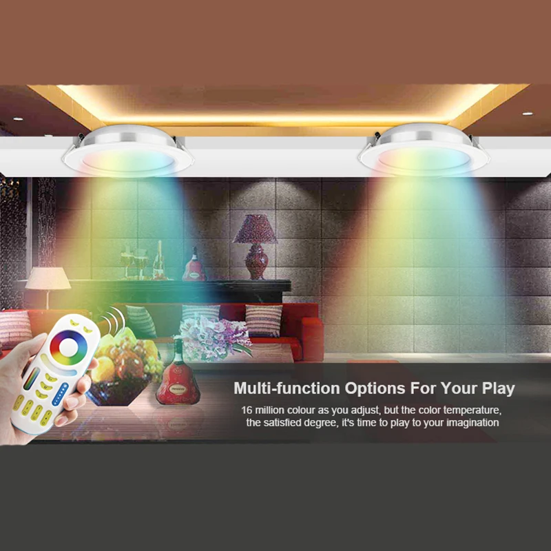 

FUT066 12W RGB+CCT LED Downlight Milight remote control switch Led panel light Round dimmable ceiling lamp & remote