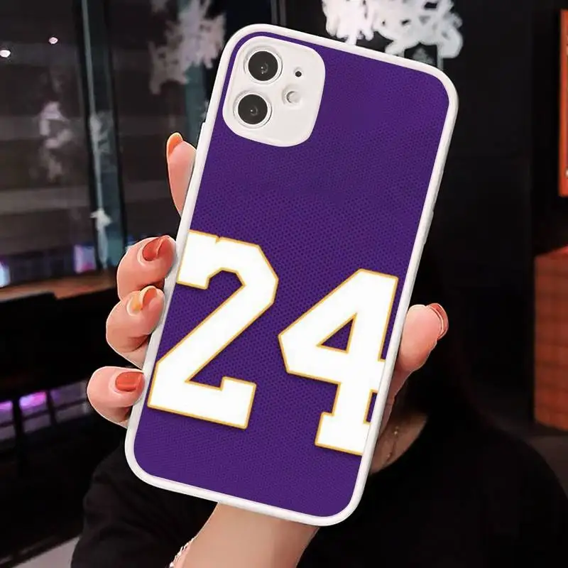 

basketball number 23 24 8 red purple Phone Case Matte Transparent for iPhone 7 8 11 12 s mini pro X XS XR MAX Plus cover funda