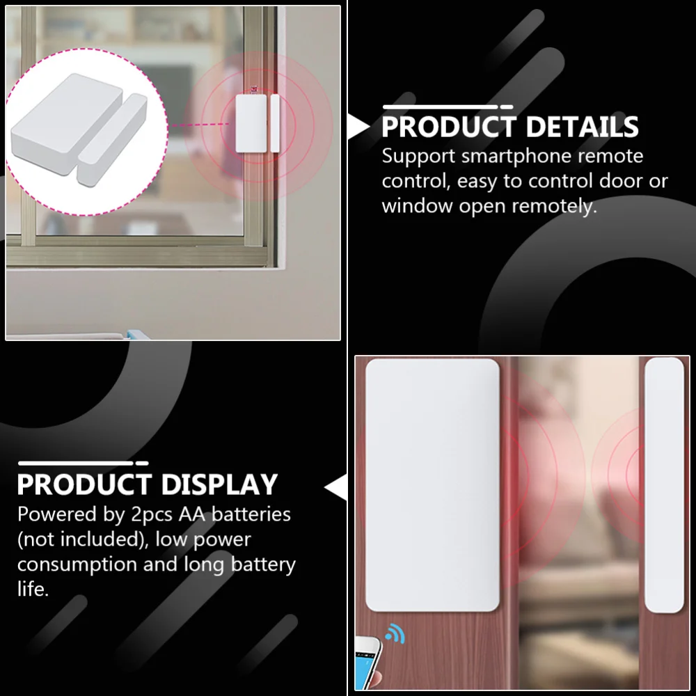 

Magnetic Wireless Door Sensor Window Entry Warning Switch without Battery