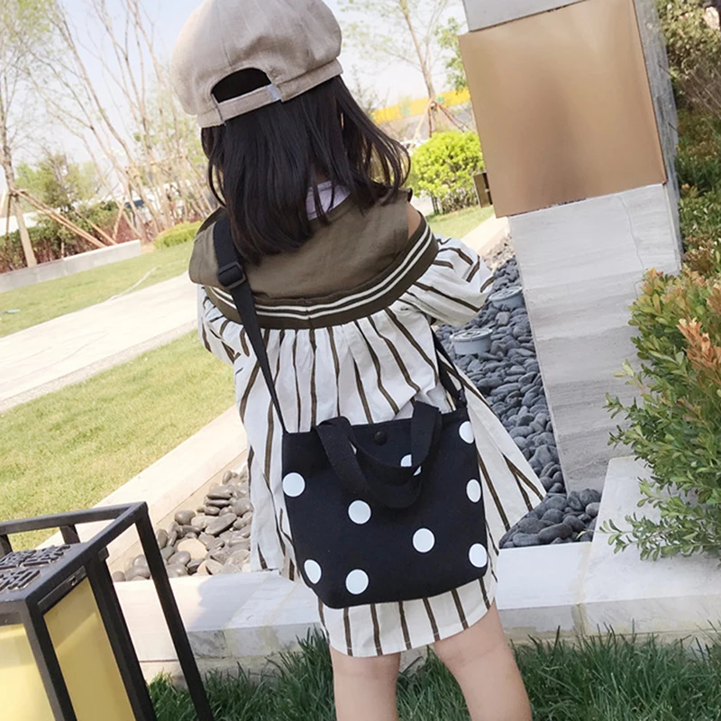 Children Cute Mini Purse Handbag Tote Canvas Dot Crossbody Bags For Kids Girls School Baby Small Hand | Багаж и сумки