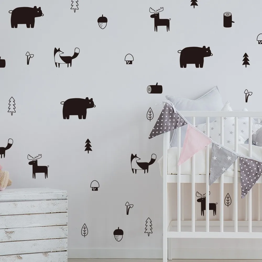 6 шт./компл. DIY самоклеющиеся обои скандинавский Лось лиса предмет декора с