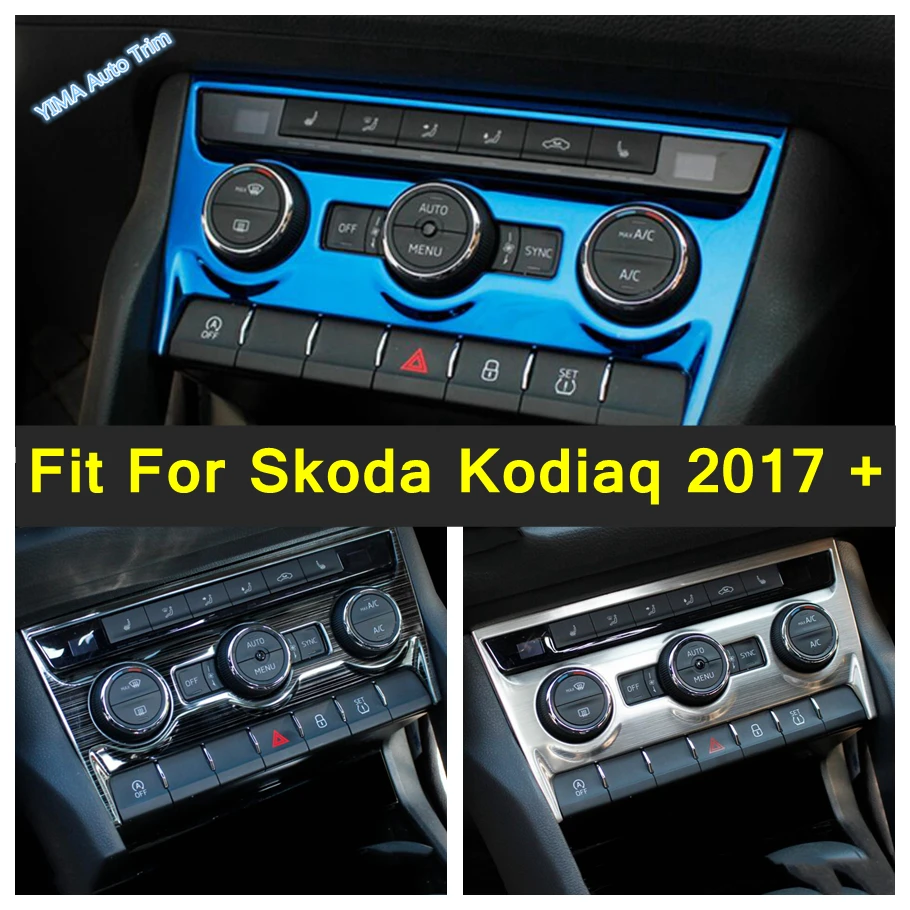 

Lapetus Auto Styling Middle Control Air Condition Cover Trim For Skoda Kodiaq 2017 - 2022 Silver / Blue / Black Brushed Interior