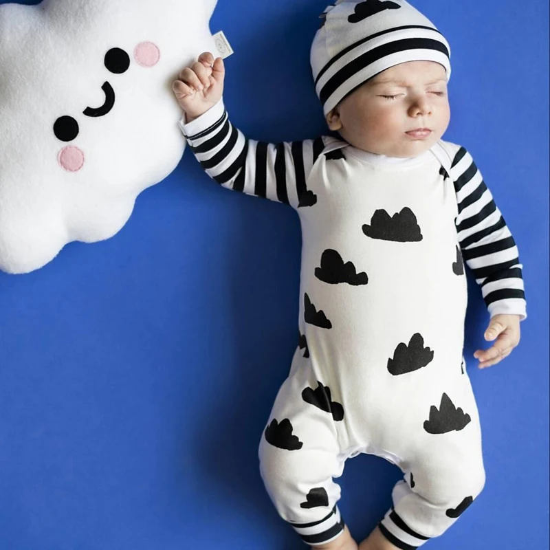 

0-18M Newborn Baby Girls Clothes Baby Boys Clothes Long Sleeve Autumn Rompers Cute Pattern Printed Outfit Jumpsuit