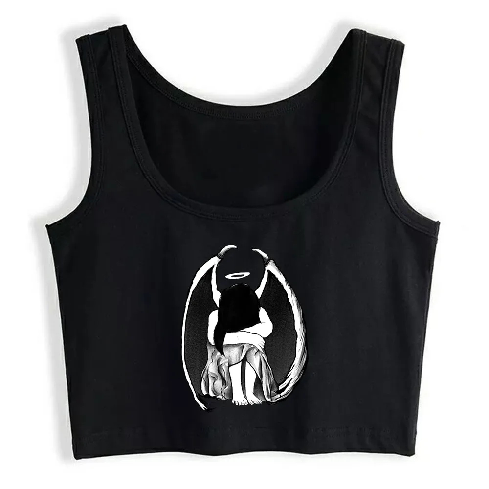

Crop Top Women Sad Little Angel Harajuku Tank Top Women Funny Women Clothes