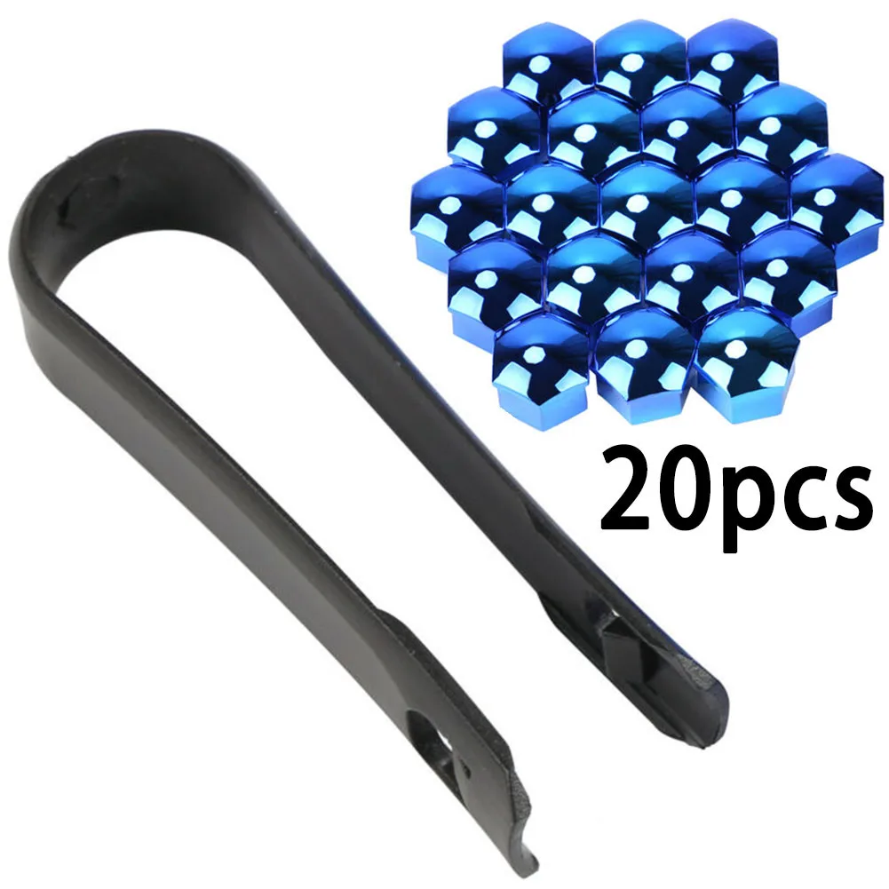 

BLUE WHEEL NUT For BMW Mercedes Wheel Bolts + Removal Tool 20x 17mm Cap Covers