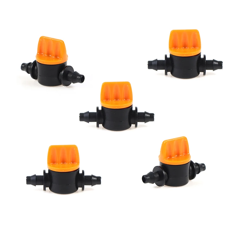 

5PCS Mini Valve with 4/7mm Hose Garden Irrigation Barbed Water flow control valve Agriculture tools Drip Irrigation Fittings
