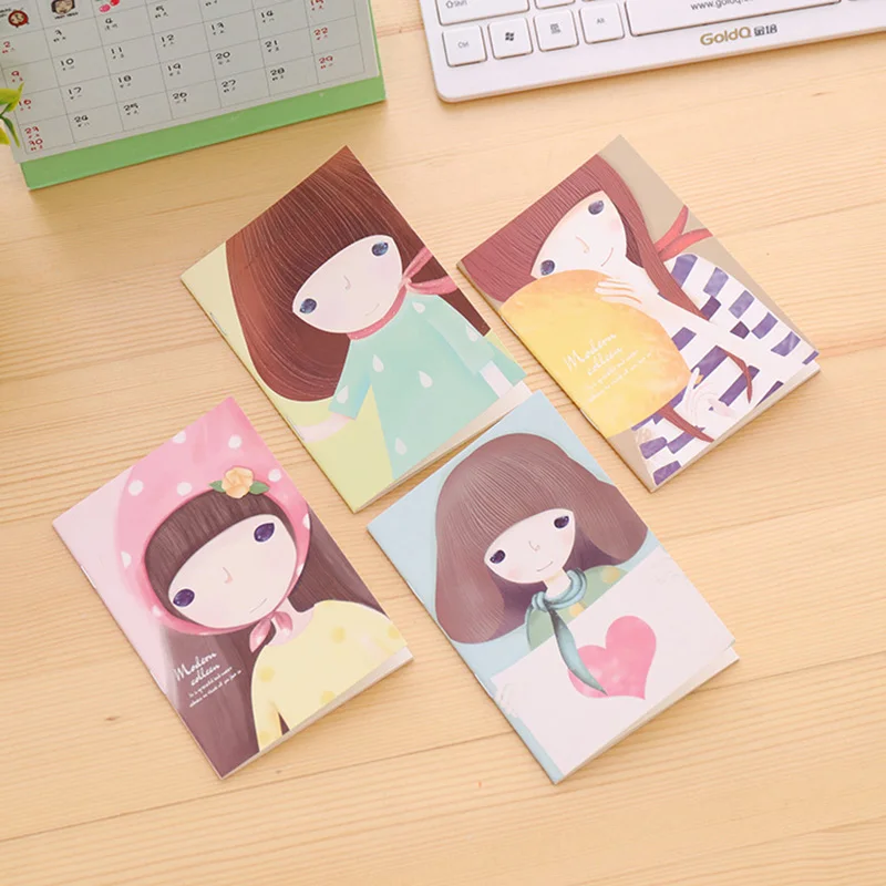 

20pcs Cartoon Kraft Paper Notebook Night Sky Girl Face Notepad Line Hand-Painted Sketchbook Workbook Diarybook Stationery Tool